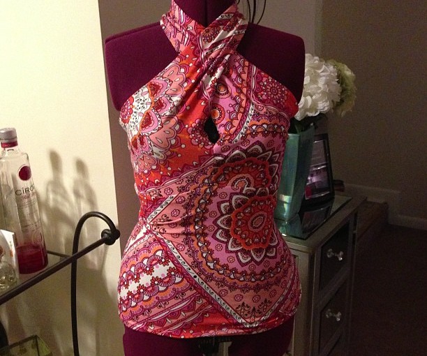Cut Pink Wrap Neck Top